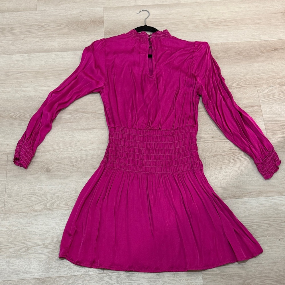 Bella Dahl Vibrant Pink Long Sleeve mini Dress - Picture 3 of 3